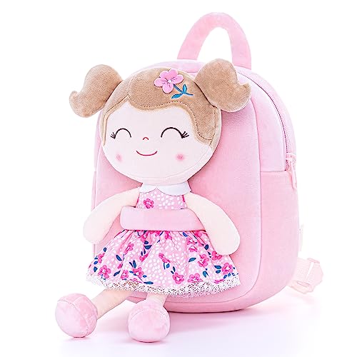 Gloveleya Toddler Backpack Baby Girl Gift Plush Bag Diaper Bag Plush Printed Sakura Backpack
