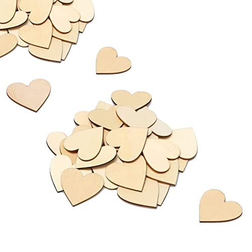 HWAQHDYL 100 pcs Mini Rustic Wooden Love Heart Wedding Table Scatter Natural Wood Heart Crafts Children's DIY Manual Patch Home Decorations?20mm?