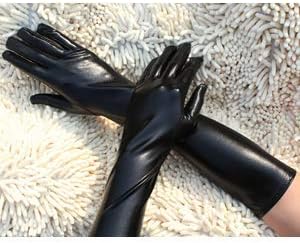 DreamHigh Women's 17" Long Metalic Satin Cosplay Finger Gloves - Image 6