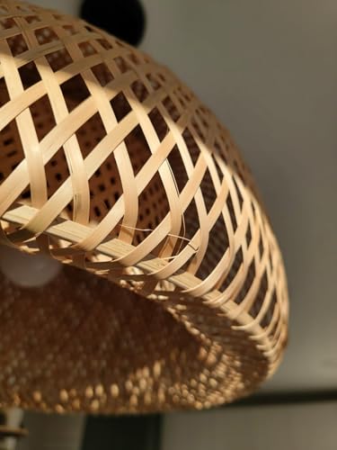 Image of Bamboo Chandelier Boho Rattan Pendant Lighting 18inche round Light Fixtures Bohemian Hand-Woven Hanging Ceiling Lights for Kitchen Island Dining Living Room Restaurants Bedroom Cafe (Bulb not include)
