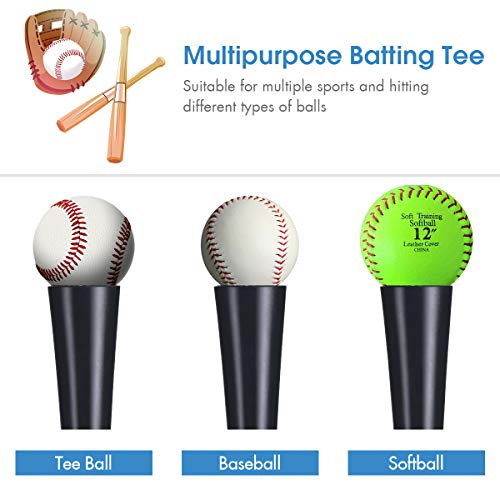 Goplus Baseball Tees For Hitting, Adjustable Batting Tee Heavy Duty Softball Travel Portable Tee Tripod Stand Rubber Tee For Batting Training Practice (25"-36") #TOP3
