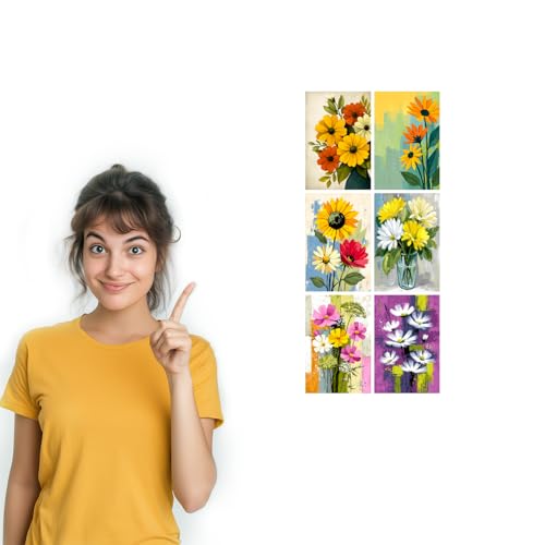 Image of SiddArtify Floral Wall Art Prints Set - Botanical Flower Poster Decor for Living Room Bedroom Office - Set of 2-4x6 Inch - Board (Pack of 6) - Sticker (Pack of 6)