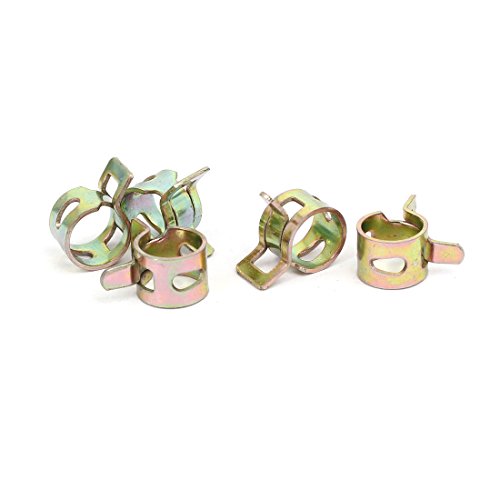 Aexit 8mm Inner Clamps Dia Yellow Zinc Plated Water Pipe Fuel Line Hose Clamps Strap Clamps Clips 5pcs