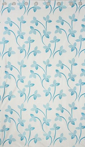 Image of Polyester Feather Printed Curtains 5 Feet Long for Window & Door, Living Room, Bedroom | Eyelet | Parda | Aqua Blue, 1 Piece