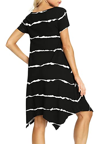 Image of Women Casual Loose Soft Crewneck Short Sleeve Pockets Swing T-Shirt Dress
