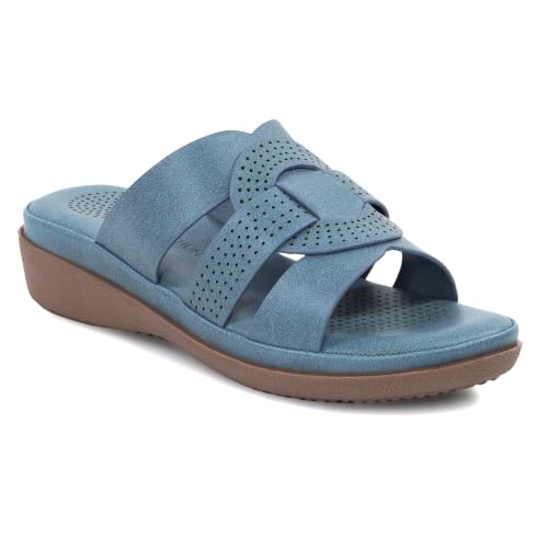 Image of Moshun Criss Cross Sandals for Women & Girls | Multi Strap & X Strap Flat Sandals, Bounce Back Technology Footbed with Adjustable Strap, Anti-Slip Sole | Lightweight Daily Wear Casual Slip-On Sandals