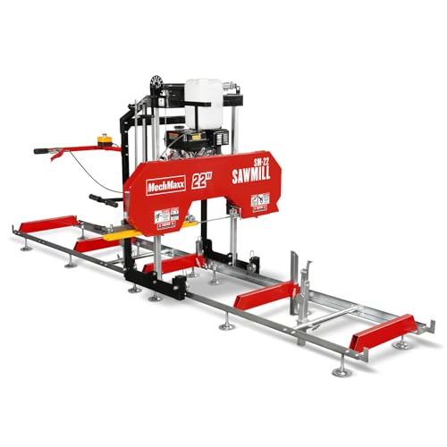 MechMaxx 22' Portable Sawmill, DUCAR 274cc 8.1HP Gasoline Engine, 18' Board Width, 13' Track Length, Model SM-22