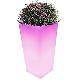 Solar LED Flower Pots Outdoor, Solar Powered Planter Luminous Water-Proof Pot, LED Illuminated Planter with Lights Outdoor for Garden Yard Party Decor