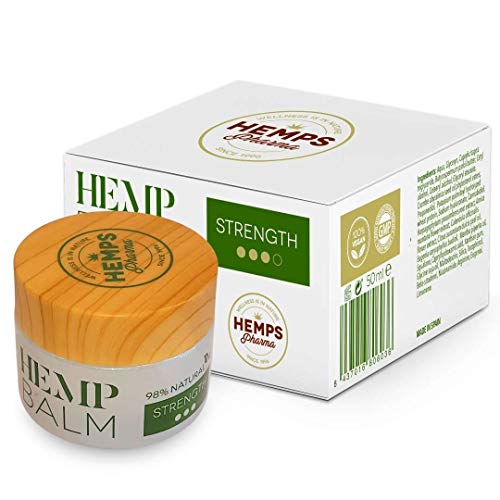 Crema di Canapa altamente efficace | Crema al CBD (400 mg di Cannabidiolo) per Alleviare Dolori Muscolari e Articolari - 50 ml | Hemps Pharma - CBD Balm Strength