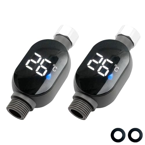 Shower Water Temperature Gauge - 2 Pack LED Digital Display Therm...