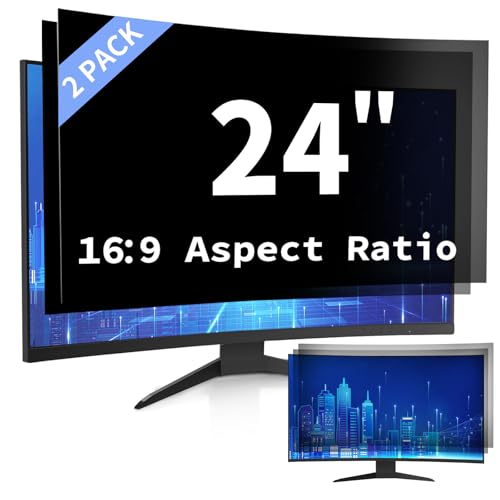 DEJIMAX 24 Inch Computer Screen Privacy Filter for 16:9 Widescreen Monitor,Anti Glare & Blue Light, PC Monitor Screen Privacy Shield,Anti Spy Screen Protector Film 2Pack