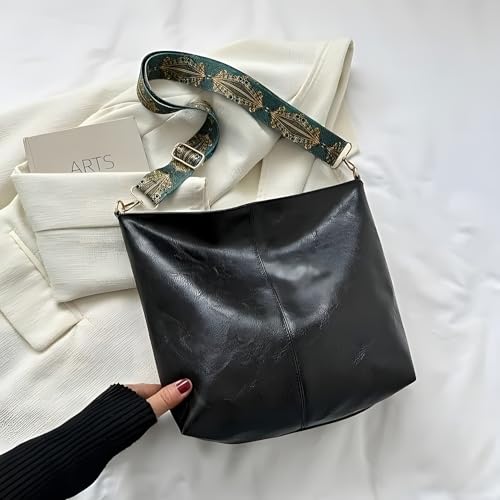 Image of Vegan Leather Hobo Bag with Boho Strap, Brown, 32cm x 11cm x 26cm, Water-Resistant
