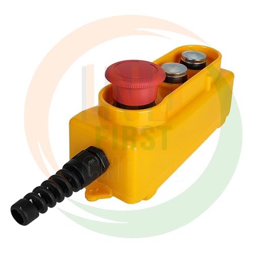 Image of IND Electric Hoist Remote Switch Replacement with Emergency Stop Button | Extended Wired Remote Control for Mini Electric Hoist, Winch & Mini Crane | Easy Installation, Safe & Durable Control Pendant
