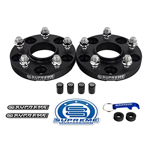 Supreme Suspensions - 2pc Set [Black] 20mm Hub Centric Wheel Spacers for Chevrolet Camaro/Malibu/Equinox - BP: 5x120mm / CB: 66.9mm / Studs: M14x1.5 [Includes 4 Tire Valve Caps]