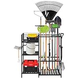 GarveeLife Garden Tool Organizer,Heavy Duty Garage Tool Storage With 6 Shelves& 35 Long-Handled Slots,Freestanding Tool Organizers and Storage for Yard Shed and Lawn