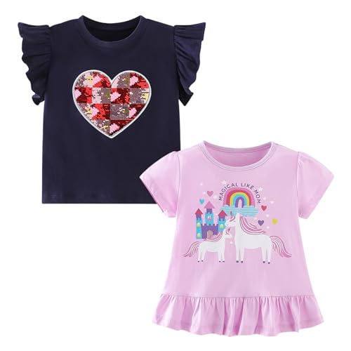 Codkkre Camisetas de Manga Corta para Niñas 3 8 Años