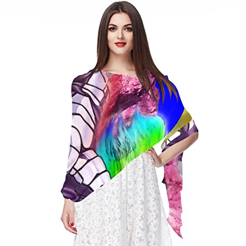 Châle vintage pour mariée et demoiselle d'honneur imprimé licorne multicolore