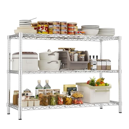 Image of ROOMTEC 3-Tier Wire Shelving Unit,45 inch W*20 inch D*47 inch H,Max Load 1200 lbs