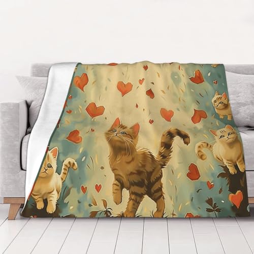 Couverture en flanelle Happy Walking Kitty plaid 150x125 cm chat