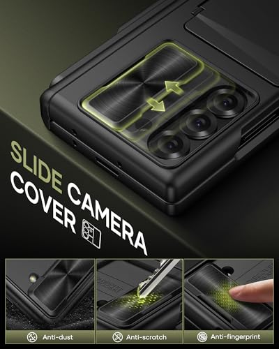 Image of for Samsung Galaxy Z Fold 6 Case With Privacy Screen Protector, S Pen Holder & Card Holder & Hinge Protection & Slide Camera Cover, Rugged Wallet Protective Phone Cover Case for Z Fold 6, Black