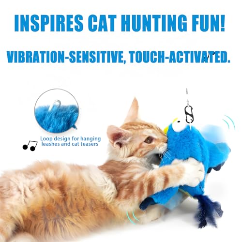 Image of Yewmow Interactive Chirping Bird Cat Toy,2026 Upgrade Flapping Bird Cat Toys,Simulated Chirping Bird Cat Toys,Cat Stimulation Toys for Indoor Cats (Gray Bird 1pcs)
