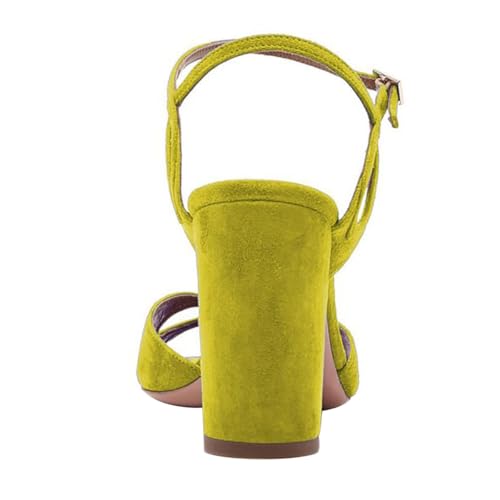 FOWT Women Round Open Toe Sandals Ankle Strap Chunky Block High Heels Stylish Hollow Cut Party Dance Shoes Size 4-16 US4