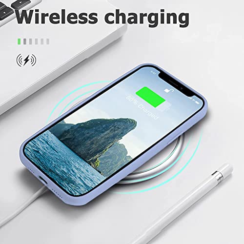 Image of VONZEE Back Cover for iPhone 12 Pro Max Case, Shockproof Slim Camera & Full Body Protection Liquid Silicone TPU Cover with Logo Cut (6.7 Inch) -Lavender Grey