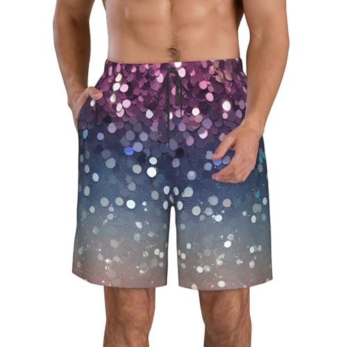 Gradient Sequin Sparkle Print Stylish Beach Shorts Swim Trunks Lightweight Breathable Summer Outdoor Activities