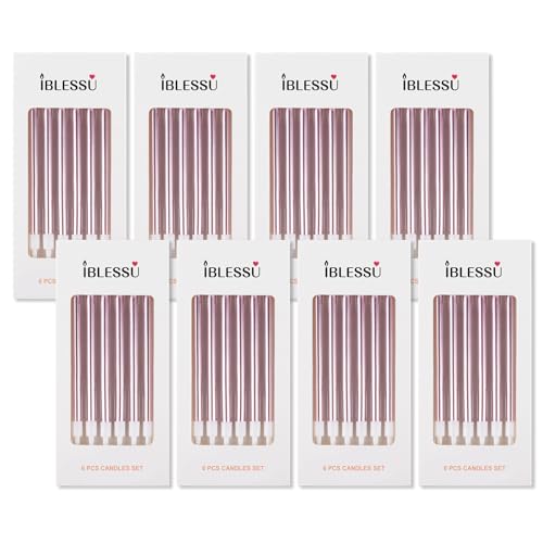 IBLESSU 48 - Count Birthday Candles Long Thin Cake Candles - Birthday Candles, Birthday Parties, Wedding Decorations, Party Candles (Rose Gold)