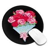 マウスパッド カーネーションの花束 ゲーミングマウスパッド 丸型 人気 おしゃれ 滑り止め 薄型 多機能 男女兼用 贈り物