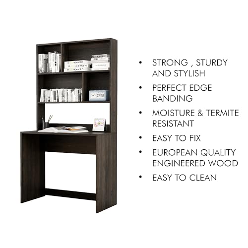 Image of Bniture Wooden Study Table for Home | Engineered Wood Study Table with Book Shelf | Multi Purpose Computer Desk for Writing & Study | Laptop Table for Study Room, Office & Workstation | Flower Wenge