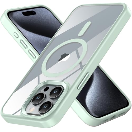 saputu Magnetic for iPhone 14 Pro Max Case,Compatible with MagSafe，[Military-Grade Drop Protection] Crystal Clear Back Case for iPhone 14 Pro Max Phone Case 6.7" (Matcha Green)
