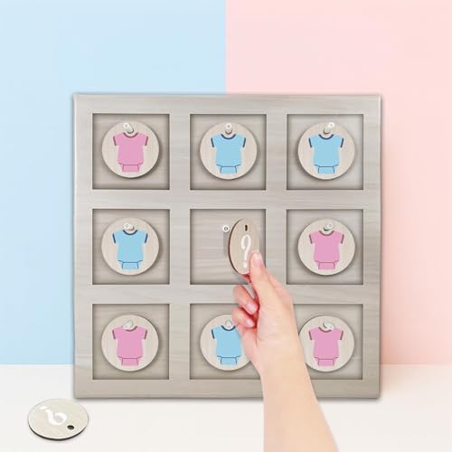 HonuGoGo Gender Reveal Tic Tac Toe Party Game Cardboard Board with 10 Game Discs Fun Baby Shower Gender Guessing Activity