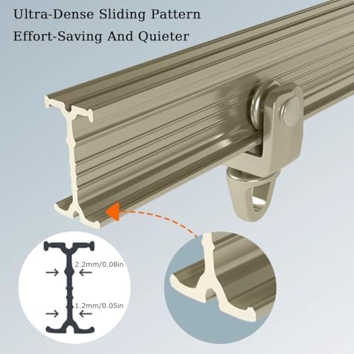 Bendable Curved Ceiling Curtain Track - Double Row Rail with Silent Rollers for Bunk Beds & Bay Windows - Room Divider - 8.9 Ft Gold Curtain Rod