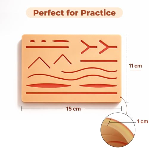 Image of B-Arm Suture Practice Pad - 3 Layer Silicone Suturing Training Pad with Skin, Fat & Muscle Layers | Reusable Medical Stitching Practice Model for Students & Suture Kit Training (Normal size)