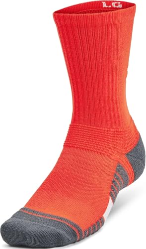 Under Armour - Unisex Team Crew Socks, Color Dark Orange (860), Size: Medium