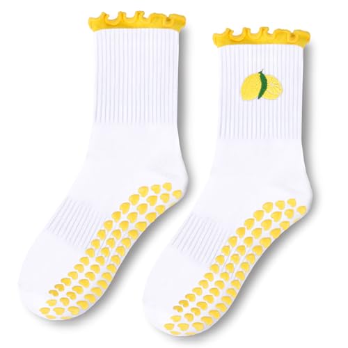Etercycle Pilates Socks for Women, Cute Embroidery Pattern Yoga Grip Socks, Soft Cotton Crew Grippy...