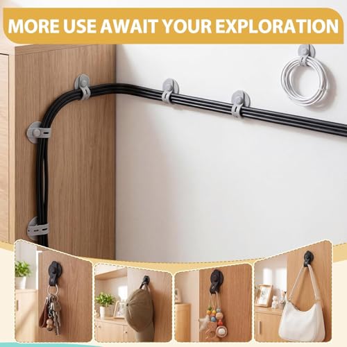Correas ajustables de silicona para gestión de cables bajo escritorio, organizador para cables con adhesivo autoadherible, reutilizables (Negro) miniatura 5