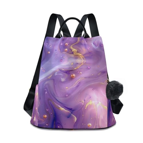 Sac à dos violet marbre antivol et sac à main mode femme
