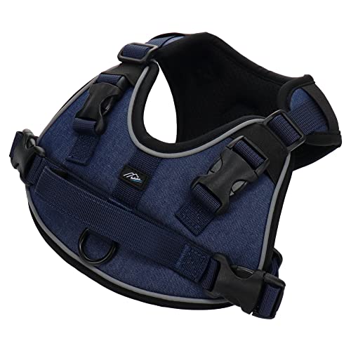 [??:Hakusan] Zero 4 Dog Harness Made by Japan, Mesh, Comfortable, Adjustability, Friendly, Removable Patch, Useful Handle, S- Medium Dog, Denim