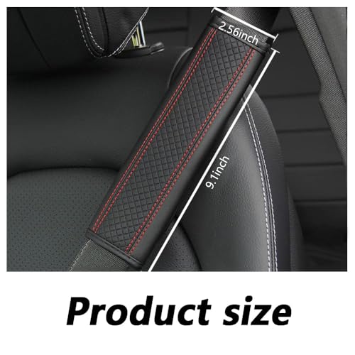 2PCS Car Seat Belt Cover Pad,Breathable Leather Seatbelt Covers for Shoulder Protection and Car Decorations,Universal Seatbelt Cushion Adding Car Seat Strap Pads Car Accessories Interior (Black/Red) - Image 3