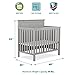 Dream On Me Ava 4-in-1 Convertible Mini Crib in Pebble Grey, 635-PG, Greenguard Gold Certified, Non-Toxic Finish, Comes with 1