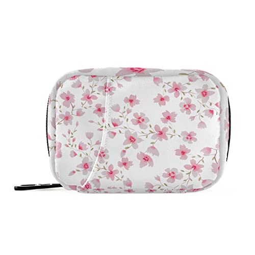 Akiraki ピルケース 薬ケース お薬入れ 小分け 携帯用 コンパクト さくら 桜 ピンク 可愛い 和風 お薬収納ポーチ 大容量 小物入れ サプリメントケース 常備薬 飲み忘れ防止 旅行 アウトドア 出張