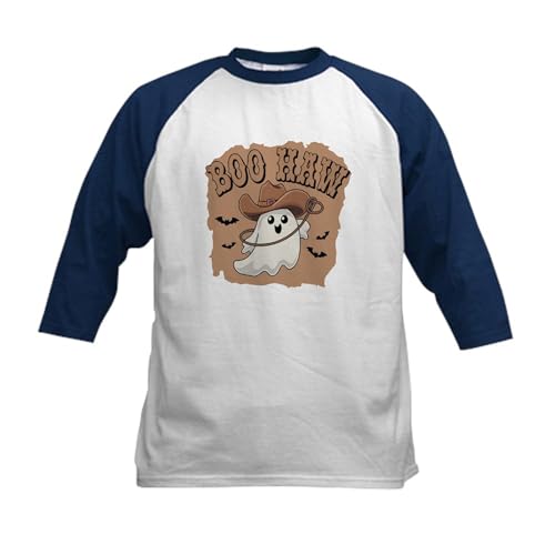 CafePress Boo Haw: Spooky Meets Country Vibes Kids Baseball T Shirt Kids Cotton Baseball Jersey, 3/4 Raglan Sleeve Shirt Navy/White