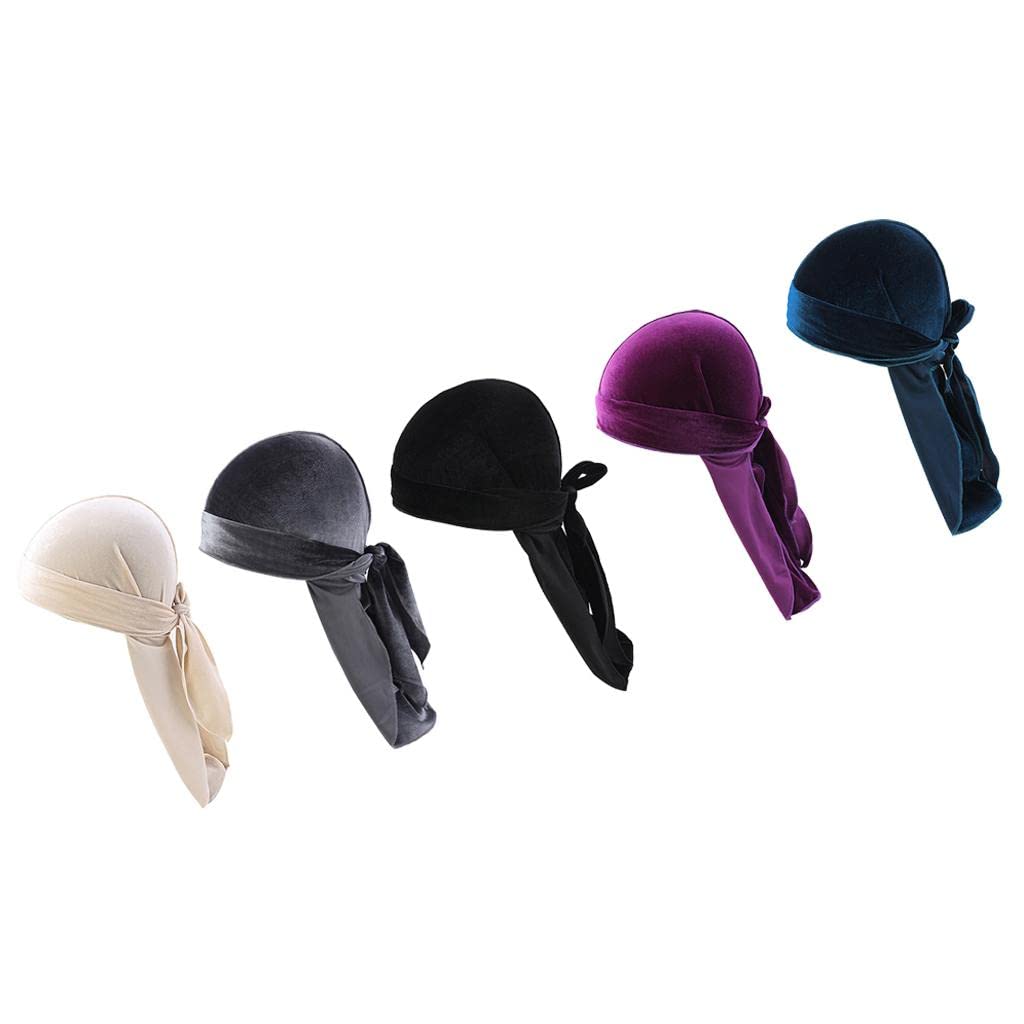 Set di 5 Bandane in Velluto per Uomo E Donna, Turbanti, Cappelli, Musulmani, Sciarpe