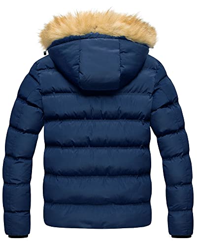 Image of Pursky Men's Puffer Jacket Waterproof Winter Bubble Coats Ski Parka Fur Hooded