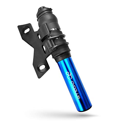 CYCPLUS Mini fietspomp, 100 psi luchtpomp, draagbaar, framepomp van aluminiumlegering voor mountainbikes, racefiets en BMX-blauw