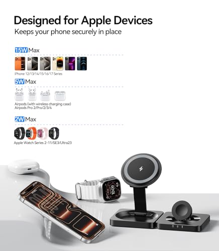 Wireless Charger for iPhone, 3-in-1 Magnetic Charging Station for Apple — view 5
