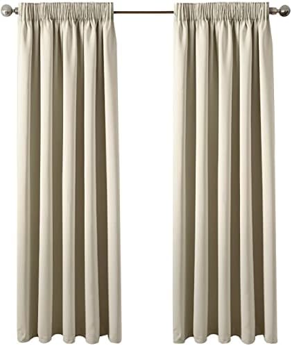 TSARLTD Curtain Blackout Thick Thermal Pencil Pleat Pair Curtains Panel Set of 2 Curtains Super Soft 66"x72"for Bedroom Drop Noise Reduce Curtains for Living (Cream, W66 xL72(W168xL183cm))