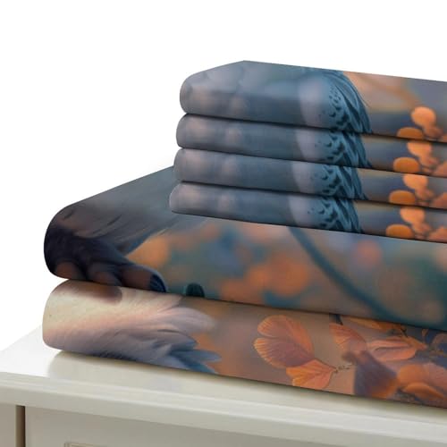 Housse de couette hibou 3D microfibre inaltérable grand format pour lit Super King